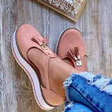 Women Flat shoes Summer Vulcanized shoes Solid Color Thick Bottom Women's Sandals Fashion Tassel Casual Style Women's Shoes