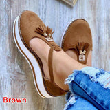 Women Flat shoes Summer Vulcanized shoes Solid Color Thick Bottom Women's Sandals Fashion Tassel Casual Style Women's Shoes
