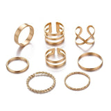 KISSWIFE 8 Pcs/Set Simple Design Round Gold Color Rings Set For Women Handmade Geometry Finger Ring Set Female Jewelry Gifts
