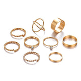 KISSWIFE 8 Pcs/Set Simple Design Round Gold Color Rings Set For Women Handmade Geometry Finger Ring Set Female Jewelry Gifts