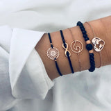 30 Styles Women Girls Mix Round alloy Crystal Charm Bracelets Fashion Boho Heart Map Pineapple Bracelets Sets Jewelry Gift