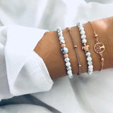 30 Styles Women Girls Mix Round alloy Crystal Charm Bracelets Fashion Boho Heart Map Pineapple Bracelets Sets Jewelry Gift