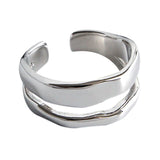Simple Style Silver Color Geometric Irregular Rings For Women Gifts Large Adjustable Finger Rings