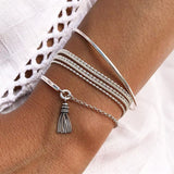 4 Pcs/Set Bohemian Silver Color Tassel Round Bracelet Set for Women Multilayer Pendant Bracelet 2020 Fashion Jewelry