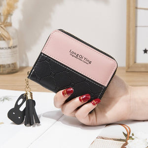 Lady Coin Purses Cards Holder Tassels Pendant Zipper Moneybags Woman Wallet Bags Lady Short Wallet Girls Pocket ID Card Holders