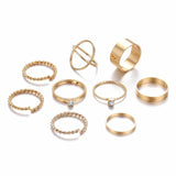 Original Design Gold Color Round Hollow Geometric Rings Set For Women Fashion Cross Twist Open Ring  Joint Ring Female Jewelry