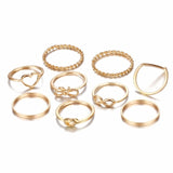 Original Design Gold Color Round Hollow Geometric Rings Set For Women Fashion Cross Twist Open Ring  Joint Ring Female Jewelry
