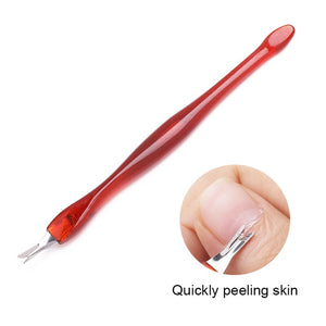 8 Style Colorful Cuticle Pusher Tweezer Nails Pusher Tools Cuticle Trimmer Dead Skin UV Gel Polish Stainless Steel Clean Tools