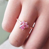 Cute Bear Paw Cat Claw Opening Adjustable Ring Gold Color Rings for Women Romantic Wedding Pink Crystal CZ Love Gifts Jewelry