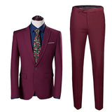 Men Suits Slim Fit Business Uniform Office Suit Wedding Groom Party 2-Piece Jacket Pants Notch Lapel Single Button Formal Casual