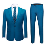 Men Suits Slim Fit Business Uniform Office Suit Wedding Groom Party 2-Piece Jacket Pants Notch Lapel Single Button Formal Casual