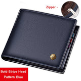 LAORENTOU Wallet Men 100% Genuine Leather Short Wallet Vintage Cow Leather Coin Purse Casual Wallets Purse Standard Card Holders