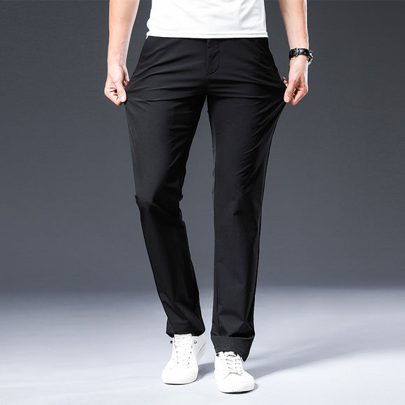 BROWON 2020 New Arrival Men's Pant Spring Summer Breathable Solid Color Mid Straight Loose Men Trousers Plus Size 42