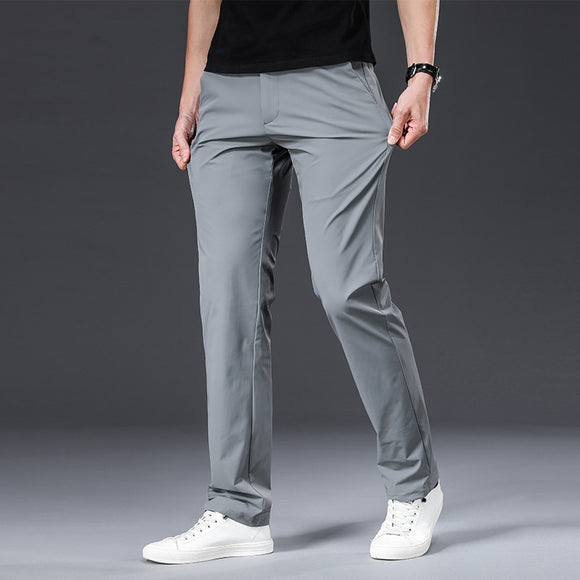 BROWON Classic High Quality Men Trousers Spring Summer Midweight Solid Color Straight Trousers Male Full Length Casual Pants Men