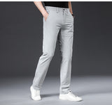 BROWON Classic High Quality Men Trousers Spring Summer Midweight Solid Color Straight Trousers Male Full Length Casual Pants Men