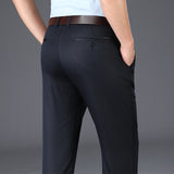 BROWON 2020 New Arrival Casual Pants Men Mid Waist Straight Formal Long Trouser Adult Solid Color Flat Design Pant Business Men