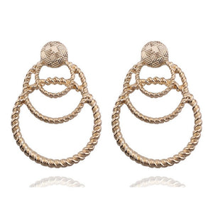 European Fashion Statement 2019 Vintage Exaggerate Big Geometric Earrings For Women Hanging Dangle Drop Brincos Modern Jewelry