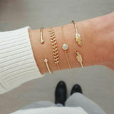 5 Pcs/Set Gold Color Open Cuff Bracelets for Women Link Chain Bracelets Bangles Set Fashion Bracelets Woman 2020 New