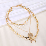 DAXI Trendy Gold Chain Necklace Layered Necklaces For Women Pendant Chains Necklace Set Womens Aesthetic Thick Necklace