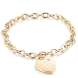 Stainless Steel Love Heart Bracelets For Women Party Gift Fashion Joyas de Chain Charm Bracelets Jewelry Wholesale Text Engraved