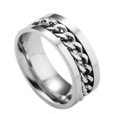 UZone Stainless Steel Men Spinner Ring Punk Rock Chain Rotable Rings For Women Accessories Gift