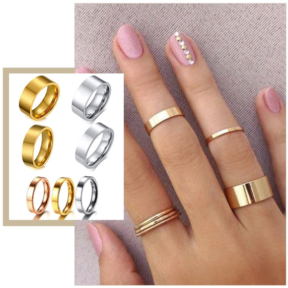 Women's Simple Minimalist Wedding Bands Rings 2/4/6/8 mm Wide Stainless Steel Party Birthday Gifts for Her Finger Jewelry