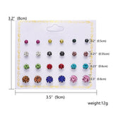 Rinhoo 12pairs Crystal Simulated Pearl Earrings Sets For Women Colorful Round Ear Stud Earrings Wedding Jewelry Box Earrings