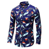 Multiple colors Men Slim Flower Printed Casual Shirt Autumn Male Holiday Party Long Sleeve Dress Shirts Camisa Masculina 6XL 7XL
