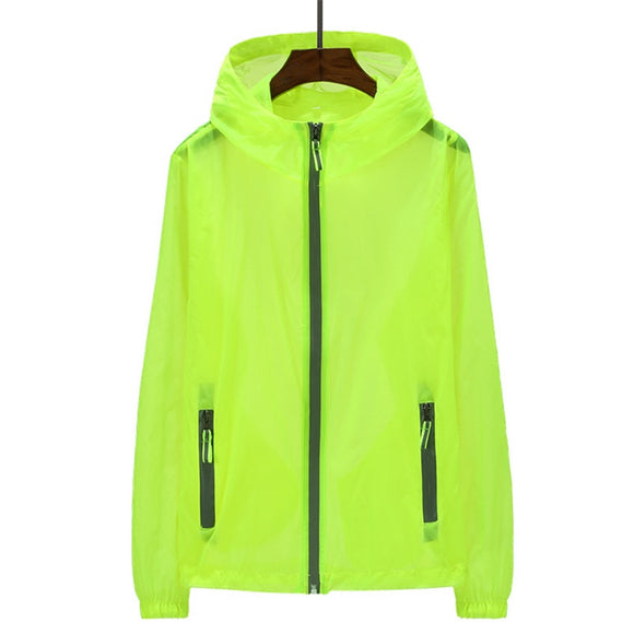 2020 Ultra Light Women Summer Outdoors Jacket Shiny Plus Size Hooded Sun protection clothing Solid Coat With Zipper Windbreaker