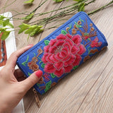 Ethnic Embroidery Flower Women Wallet Zipper Clutch Purse Handbag Bank Card Coin Pocket Credit Card Holder Phone Case Bag XB222