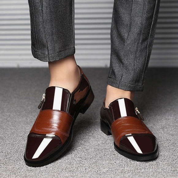 Fashion Classic Business Dress Shoes Elegant Formal Wedding Pointed Head Men Shoes A Pedal Casual Lazy Side Zipper Men Shoes