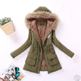 new winter military coats women cotton wadded hooded jacket medium-long casual parka thickness plus size XXXL quilt snow outwear