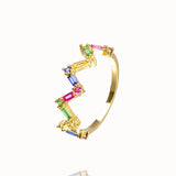 CZ Gold Crown rainbow Rings Geometry wedding  Engagement Ring femme Women for ring party gift charm Rhinestone ins Jewelry