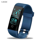 LIGE Fashion Sports Smart Watch Women Men Fitness tracker Heart rate monitor Blood pressure function smartwatch man For iPhone