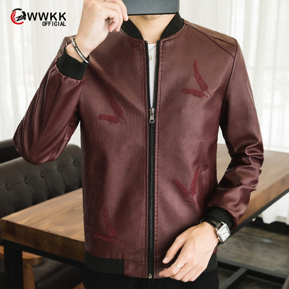 WWKK 2020 New Men's leather Jacket Fashion Spring Autumn foreign trade Jackets large size Leather Male Motorcycle Coats M-4XL