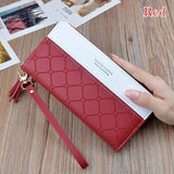 Fashion Long Pu Leather Women Wallet Plaid Tassel Wallets For Woman Wallet Purse Clutch Credit Card Holder Long purse cluthes