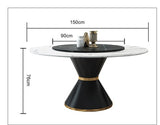 Rock plate round dining table with turntable marble round dining table and chair combination post modern dining table for 8 peop