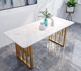 Rock plate dining table and chair combination light luxury small household modern simple ins net red northern European marble di