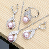 Freshwater Pearl with Beads Jewelry Sets Silver 925 Jewelry Wedding Decoration for Women Earrings/Pendant/Ring/Necklace Set