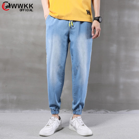 WWKK High quality 2020 spring summer Casual washing Vintage hip hop student teenagers thin jeans men loose harem pants male