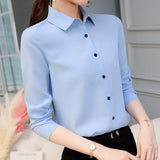 Jocoo Jolee Office Lady Shirt Elegant Solid Long Sleeve Turn down Collar Blouse Korean Slim Tops Chiffon Blouse 11 colors S-2XL