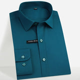 Men's Comfortable - Soft & Smooth Bamboo-fiber Dress Shirts Pocket-less Design Long Sleeve Standard-fit Classic Easy-care Shirt