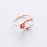 2020 Korean New Exquisite Crystal Temperament Ring Sweet French Elegant Flower Opening Ring Female Jewelry