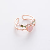 2020 Korean New Exquisite Crystal Temperament Ring Sweet French Elegant Flower Opening Ring Female Jewelry
