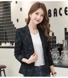 new autumn Korean version of the self-cultivation retro printing small suit jacket female Office Lady  Single Breasted