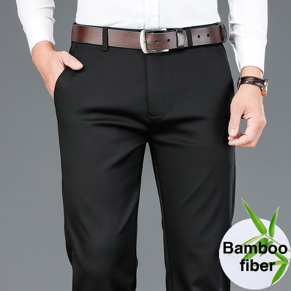 2020 Autumn New Men's Bamboo Fiber Casual Pants Classic Style Business Fashion Khaki Stretch Cotton Trousers Male Brand Clothes