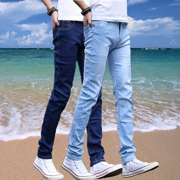 Summer 2020 Fashion Casual teenagers street men's Korean slim feet jeans teen student casual pants handsome pencil trousers