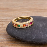 2020 Fashion Cubic Zirconia Ring For Women Men Bohemian Colorful Rainbow Ring 12 Styles Statement Rings Party Wedding Jewelry