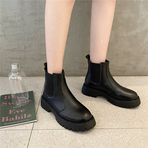 COOTELILI Fashion Boots Women Warm Winter Boots 4cm Heel Boots For Woman Platform Black Basic Slip On Women Shoes Botas 35-39