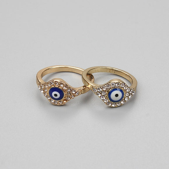 Lucky Eye Gold Evil Eye Ring Turkish Crystal Ring For Men Women Fashion Jewelry EY75